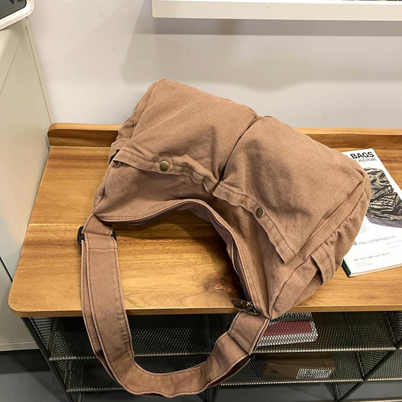 KBTYE Store حقيبة رسائل قماشية لطيفة حقيبة كتف عابرة للنساء والرجال للمدرسة جمالية هوبو مع جيوب متعددة - Image 2